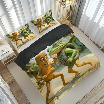 Italian Brainrot Bedding Duvet Cover Set,Funny Fusion AnimalsTwin Full Queen King Comforter Cover Bedding Set for Kids Boys Bed Decor Gifts ﻿ (Color 19,Full (80" x 90"))