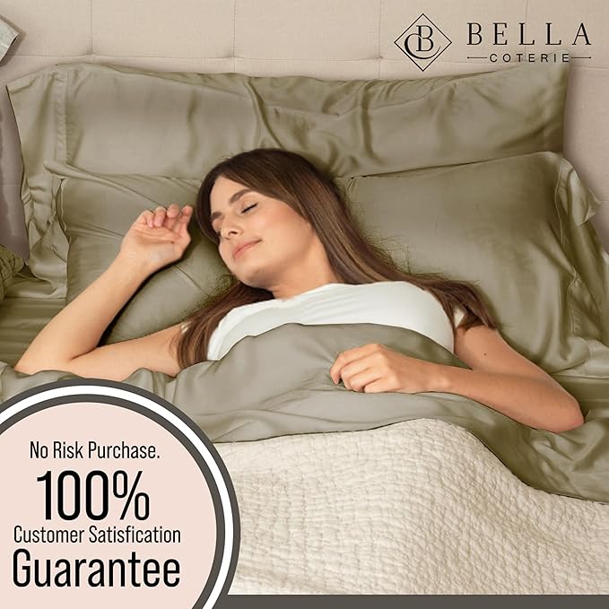 Bella Coterie Luxury Bamboo Viscose Full Size Sheet Set | 100% Organically Grown | Ultra Soft | Cooling for Hot Sleepers | 18" Deep Pocket [Olive]