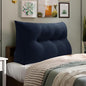 WOWMAX 85% Linen 15% Cotton Blend Headboard Pillow – Twin Size Reading Wedge Backrest for Bed, Handmade Firm Support Bolster Cushion with Removable Cover, Premium Bed Rest Pillow, Blue