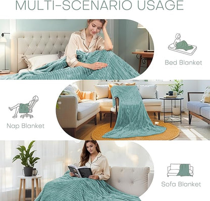 Electric Heated Blanket 72"x84" Full Size with Cozy Flannel, 6 Heat Settings & 10 Hours Auto Off, Soft & Cozy Warming Throw for Home, Office, or Bed, Machine Washable, Bean Green