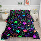 Kids Comforter Set Colorful Stars Printed Pattern Bedding Set with 1 Comforter and 2 Pillowcases for Girls Boys Bedroom All Season(Colorful Stars Full)
