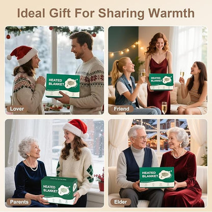 Electric Blanket Full Size 72" X 84" - Flannel Sherpa Heated Blanket with Fast Heating, 6 Heat Settings, 1-10 Hrs Timer Settings, ETL Certified Heating Blanket, Washable, White