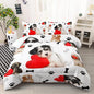 Cute Dog Comforter Set, Cartoon Paw and Bone Print Bedding Home Decor, Pet Puppy White Comforter Full Size