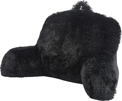 Klear Vu Shaggy Reading Pillow Back Rest Body Pillow for Adults and Kids, Lumbar and Arm Support on Bed, Chair, Couch, Sofa and Floor, 30" x 21", One Size, Midnight Black