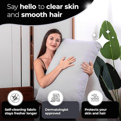 Silvery Silver Infused Bed Sheets Set - Ultra-Soft Temperature-Regulating Fabric with Self-Cleaning Technology™ That Stays Fresh 3X Longer for Hygienic Sleep (Gray, Full)