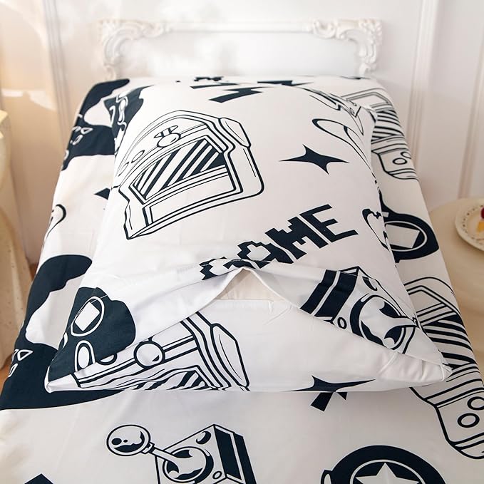 SDIII 4 Piece Gamer Toddler Bedding Set, Soft Microfiber Gaming Toddler Bedding Sets for Boys with Comforter, Fitted Sheet, Flat Sheet and Pillowcase