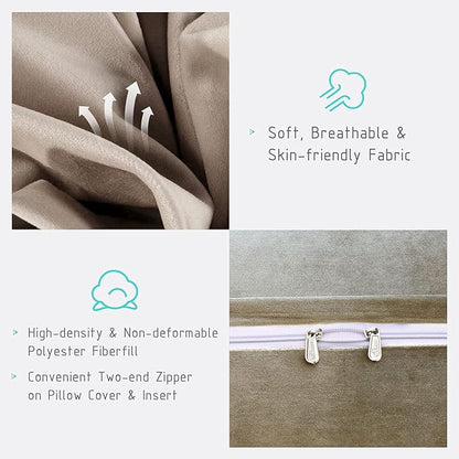 Wedge Headboard Pillow Dorm Room Reading Pillow Back Support for Sitting Up in Bed Bolster Lumbar Cushion Body Positioning Bedrest (Light Tan, 24x8x20 in)