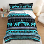 Western Comforter Set Twin Size Elephant Print Bedding for Kids,Blue Series Animal Themed Bedding Set for Boys Girls Room Decor,Boho Bedding Comforter Sets with 2 Pillowcases.