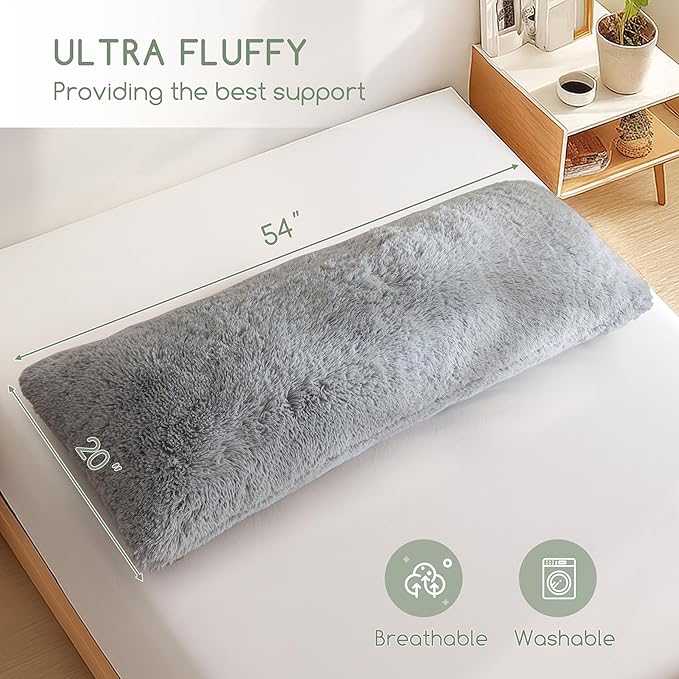 HIGOGOGO Body Pillow for Adults Extra Long Full Body Pillow with Removable Cover and Memory Foam Filling, for Side Sleepers and Pregnancy, Soft Support Pillow, Machine Washable (20x54 Inch)