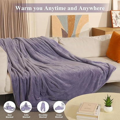 Heated Blanket Full Size, Super Soft Cozy Upgraded Flannel Electric Blanket with 6 Heating Levels & 1-10 Hours Auto Off, Heating Blanket for Whole Body, Overheat Protection, 72" x 84", Lavender