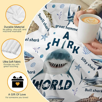 Shark Blanket Lovers Gift for Girls Boys Super Soft Flannel Blanket for Sofa Couch Bed- Plush Warm Cozy Bed Home Decor for All Seasons - 90"x120"for King/Oversize