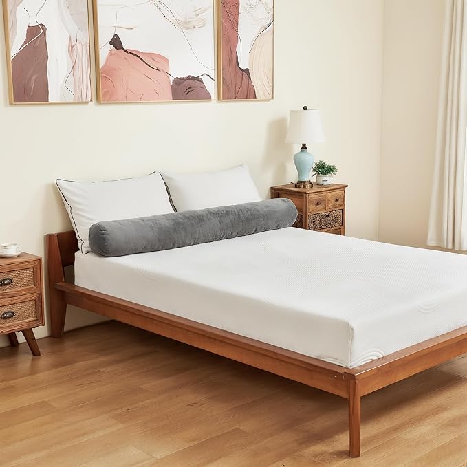 SyMax 7.8"x60" Body Pillow for Queen Bed, Bolster w/Removable Polyester Cover, Headboard Gap Filler Pillow, Dark Grey