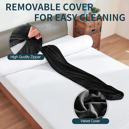 SyMax 7.8"x60" Body Pillow for Queen Bed, Bolster w/Removable Polyester Cover, Headboard Gap Filler Pillow, Black