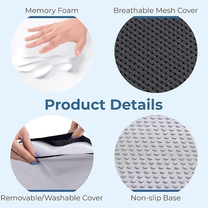 5 STARS UNITED Seat Cushion for Tailbone Pain Relief – Memory Foam Cushion for Coccyx, Hip, Hemorrhoid, Sciatica & Post-Surgery Recovery – Wheelchair, Car, Desk, Gaming & Office Chairs, D Gray