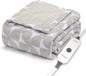 Sunbeam Royal Luxe Microplush Heated Throw Electric Blanket, 50" x 60", 4-Hour Auto Shut-Off,Fast Heating, Machine Washable, Warm and Cozy, Grey Geometric