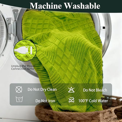 Heated Blanket Electric Throw, 50"X60" Heating Blanket Waffle with 12 Heat Levels, Fast Heating Blanket with 1-12H Timer, Overheat Protection with ETL & FCC for Bed Home Office Sofa (Tender Green）