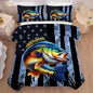 Camouflage Fisherman Comforter Set Twin Size Bedding Set for Men Boys Teens Grey Fishing Lover Bedroom Farmhouse American Flag Bed Set Wild Quilted,1 Comforter 1 Pillowcase