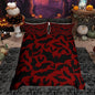 Castle Fairy Happy Halloween Duvet Cover Set Twin Size,Black Bats Animal Silhouette Print Bedding Set Bedroom Decor,Happy Holiday Gothic Style Red Polyester Quilt Cover (No Comforter), 2 Pcs