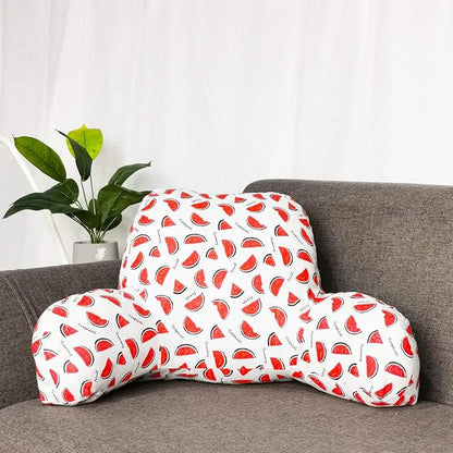 Bohemian Printed Reading Pillow with Support Arms Soft Bed Rest Pillows Back Support Cushion for Kids Reading Watching TV Sitting Up in Bed (23"×16"×10",Watermelon)