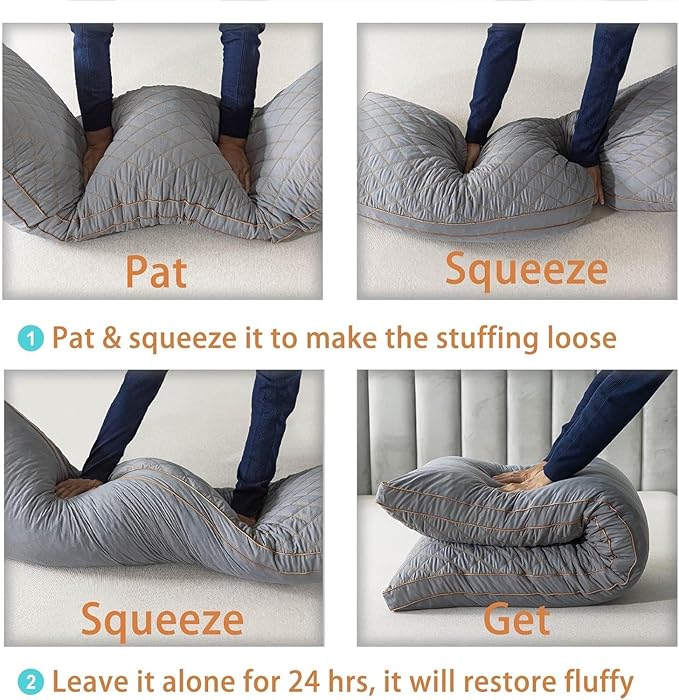 WhatsBedding Memory Foam Body Pillow for Adults, Long Pillow for Sleeping, Full Body Pillow for Bed - Dark Grey,20x54 inch