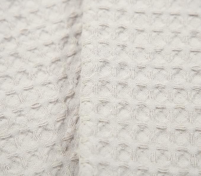 HILLFAIR 100% Combed Cotton Blanket– Queen Size Bed Blanket– Warm Soft All Season Breathable Lightweight Summer Blankets– Waffle Weave Home Decor Bed Blanket- Ivory Queen Bed Cotton Blankets/Bedcover