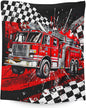 Blanket for Boys, Fire Truck Throw Blanket Gifts for Kids Boys Age 10-12, 50"x60" Cool Flannel Blankets Gift for Son Cars Lovers Lightweight Throws for Couch Sofa Bed Decor