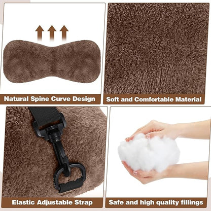 2 Pcs Neck Pillow for Recliner Headrest Pillow Bone Shaped Chair Plush with Adjustable Strap Neck Support and Pain Relief Curve Head Cushion for Car Travel Airplane (Grey and Brown)