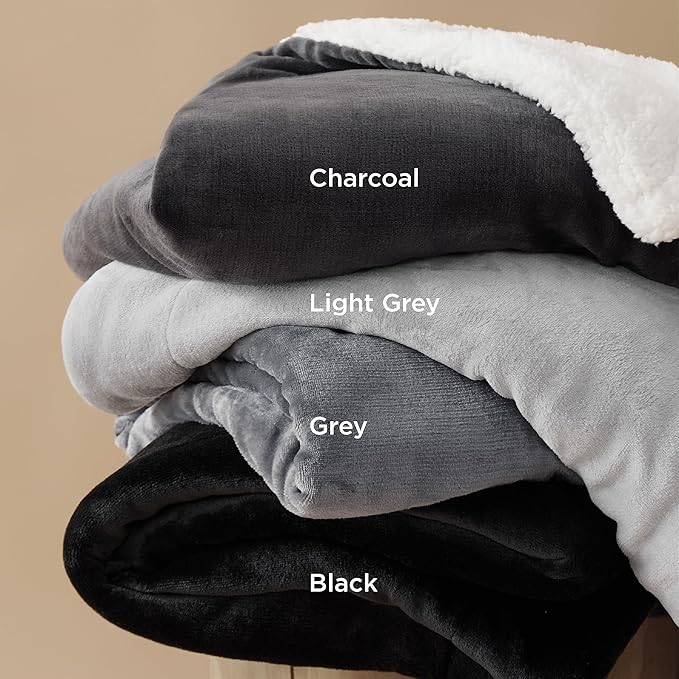 Bedsure GentleSoft Sherpa Fleece Throw Blanket Twin Size for Couch - Thick and Warm Throw for Women and Men, Soft Fuzzy Plush Twin Blanket for Winter, Light Grey, 60x80 Inches