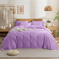 JELLYMONI Cotton Duvet Cover Queen Size - Light Purple Comforter Cover with Button 100% Washed Cotton 3PCS Breathable Soft Solid Bedding Set Duvet Cover 90×90in & 2 Pillowcases (NO Comforter)