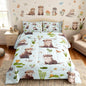 Watercolor Otter Comforter Set Queen Size Cartoon Fish Wild Butterfly Dragonfly Bedding Comforter for Kids Boys Girls Teens Pond Green Lotus Leaf Cute Animals Bedroom Quilt Set with 2 Pillowcases