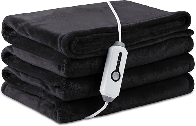 Electric Heated Blanket Full Size 72×84, Breathable & Luxurious Flannel, Soft Warm Gift with Over-Heat Protection, 4 Heating Levels & 10 H Auto Shut Off, Machine Washable, Dark Grey