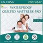 California King Size Waterproof Mattress Pad - Fitted Mattress Protector with Quilted Pillow Top Mattress Topper - Premium Quality Hypoallergenic Mattress Cover (72”x84”)