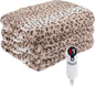 Electric Heated Blanket Full Size 72"x84", Cozy Large Oversized, 6 Heating Levels & 1-10 Hours Auto Off, Machine Washable, Leopard Print, Beige