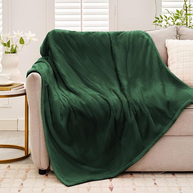 Heated Throw Blanket 50"×60" - Premium Cosy Soft Electric Blanket with 6 Heating Levels,Fast Heating Flannel Sherpa Blanket for Bed & Couch - Auto Shut Off/Machine Washable (Green)