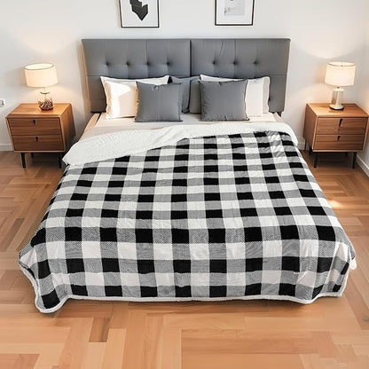 Electric Heated Blanket Full Size 72"x84" Microplush & Sherpa Fabric, Machine Washable 4 Heat Settings & 10 Hours Auto Off - Striped Check