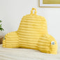 Faux Fur Fluffy Yellow Reading Pillow with Pockets, Luxury Striped Plush Decorative, Arm Rests and Back Support for Bed Rest, Lounging on Sofa, Extra Large Size for Adult.