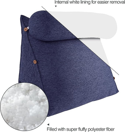 Daneey Reading Pillow for Bed Adult, Back Pillow for Bed Sitting Up, Back Support Pillow for Bed, Sit Up Pillow for Bed, Blue, 23.5 * 8 * 20IN