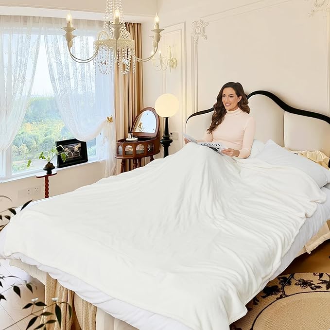 Electric Heated Blanket King Size 90×100, Comfortable & Luxurious Flannel, 4 Heating Levels & 10 H Auto Shut Off, Purple