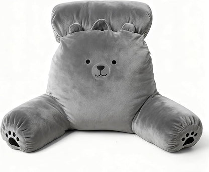 Reading Pillow Plus, Crystal Velvet Back Pillow Bed Sitting Up for Adult & Children, Back Rest Pillow Support for Reading & Rest Bed, Add Height and Removable Pillows Design, for Xmas Gift, Grey