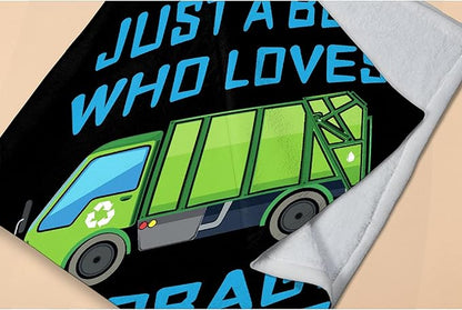 Boy Who Loves Garbage Trucks Blanket Soft Blankets and Throws Flannel Cozy Lightweight Quilt Gift Perfect for Bed Sofa Couch-120 x90 Extra Large for Family