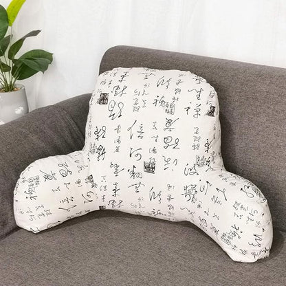 Bohemian Printed Reading Pillow with Support Arms Soft Bed Rest Pillows Back Support Cushion for Kids Reading Watching TV Sitting Up in Bed (23"×16"×10",White)