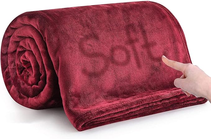 IR Imperial Rooms Fleece Blanket Twin Size 60 x 80 Inches - Super Soft Fluffy Burgundy Throw Blanket for Sofa and Bed - Warm and Cozy Lightweight 400 GSM Microfiber Bed Throws Blankets
