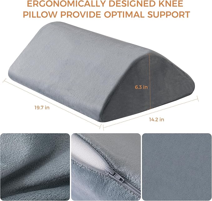 Ganondorf Knee Wedge Pillow for Back Sleeping-Leg Pillow Knee Wedge Pillow for Sleep Position, Alleviating Lower Back&Hip Pain Enhancing Circulation in Ankles Legs Triangle Pillow with Removable Cover