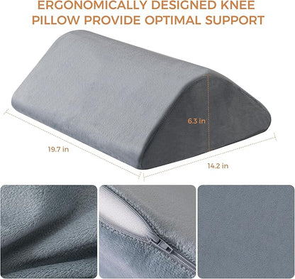 Ganondorf Knee Wedge Pillow for Back Sleeping-Leg Pillow Knee Wedge Pillow for Sleep Position, Alleviating Lower Back&Hip Pain Enhancing Circulation in Ankles Legs Triangle Pillow with Removable Cover