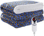 Electric Heated Blanket Throw 50"×60" with 6 Heating Levels &3 Hours Auto Off, Heating Double Sided Plush Sherpa, Fast Heating, Machine Washable Leopard Print Blue & Yellow