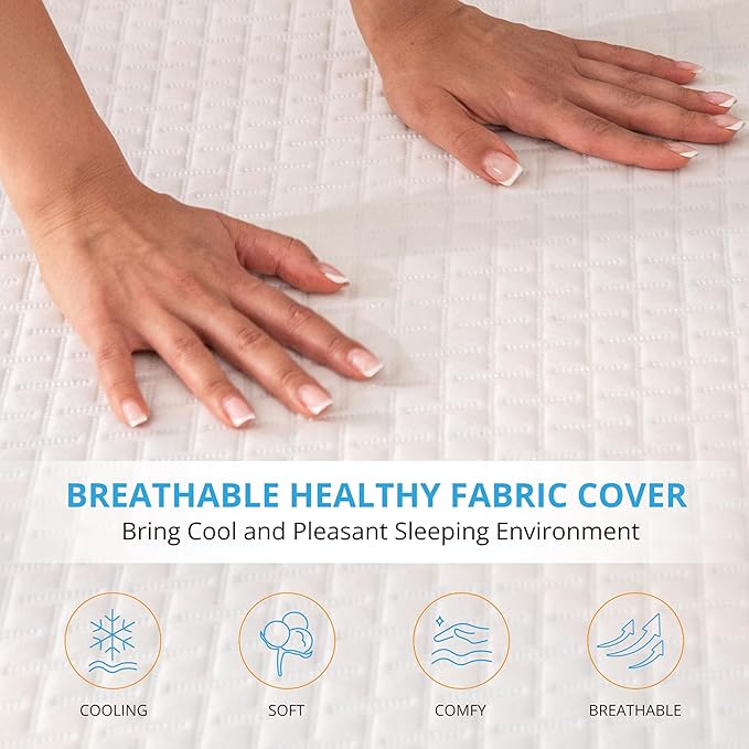EGO Gel Memory Foam Mattress Topper, 4 Inch Queen with Removable Breathable Soft Cover, Cooling Bed Topper for Comfort Body Support & Pressure Relief, CertiPUR-US Certified
