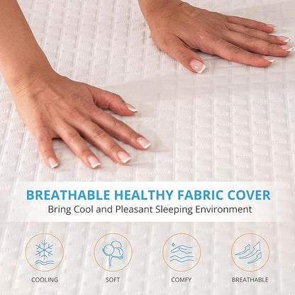 EGO Gel Memory Foam Mattress Topper, 4 Inch Queen with Removable Breathable Soft Cover, Cooling Bed Topper for Comfort Body Support & Pressure Relief, CertiPUR-US Certified