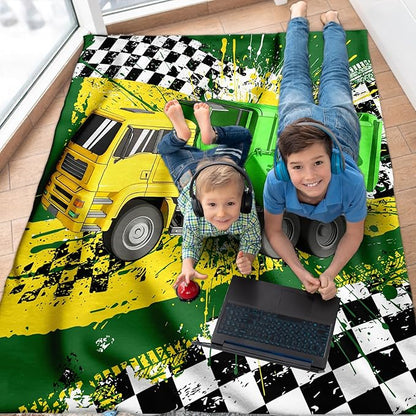 Blanket for Boys, Garbage Truck Throw Blanket Gifts for Kids Teens, 50"x60" Cool Flannel Blankets Gift for Son Cars Lovers Lightweight Throws for Couch Sofa Bed Decor