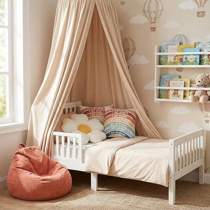 5 Piece Reading Nook Set for Kids, Kids Reading Corner Decor Bundle with Bean Bag Chair Cover & Throw Pillow Covers, Bed Canopy and Flower Pillow for Bedroom Playroom, Nursery, Indoor Decor