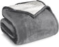 Bare Home Sherpa Fleece Blanket - Full/Queen Size - Blanket for Bed, Sofa, and Couch - Warm & Lightweight - Fluffy & Soft - Reversible (Full/Queen, Grey)